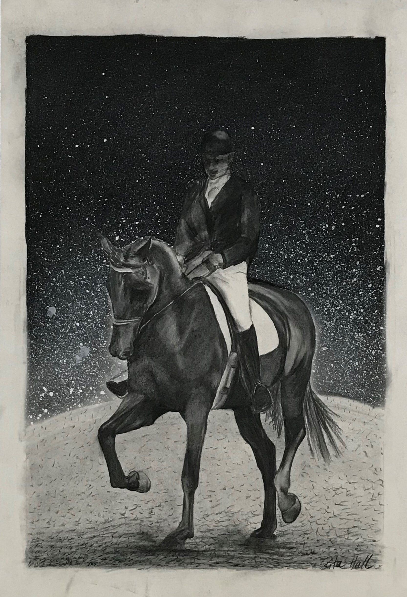 Night Riding 1997 Charcoal 83 x 56cm