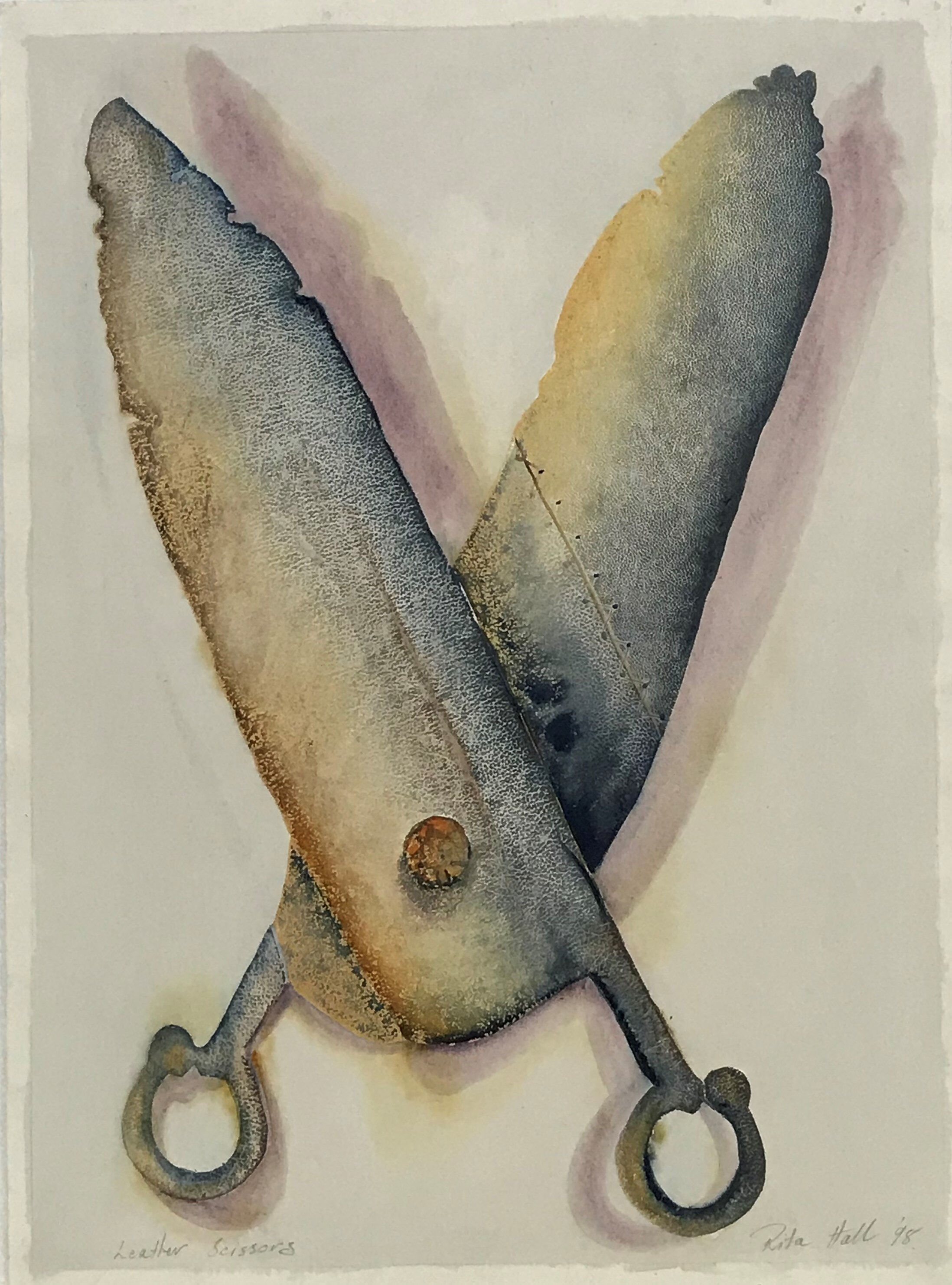 Leather Scissors 1998 Collograph and Watercolour 76 x 56cm 