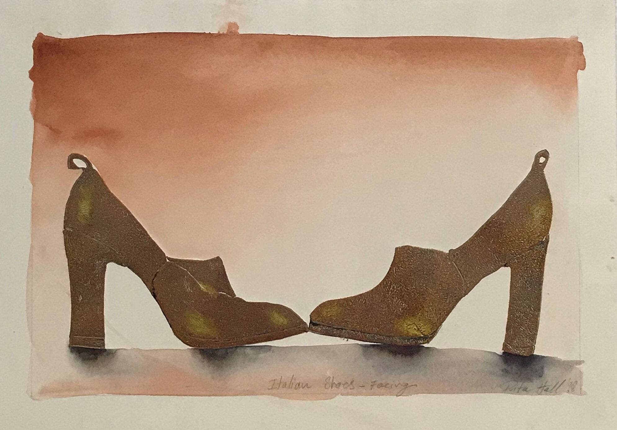 Italian Shoes 1998 Collograph, Watercolour 43 x 61cm