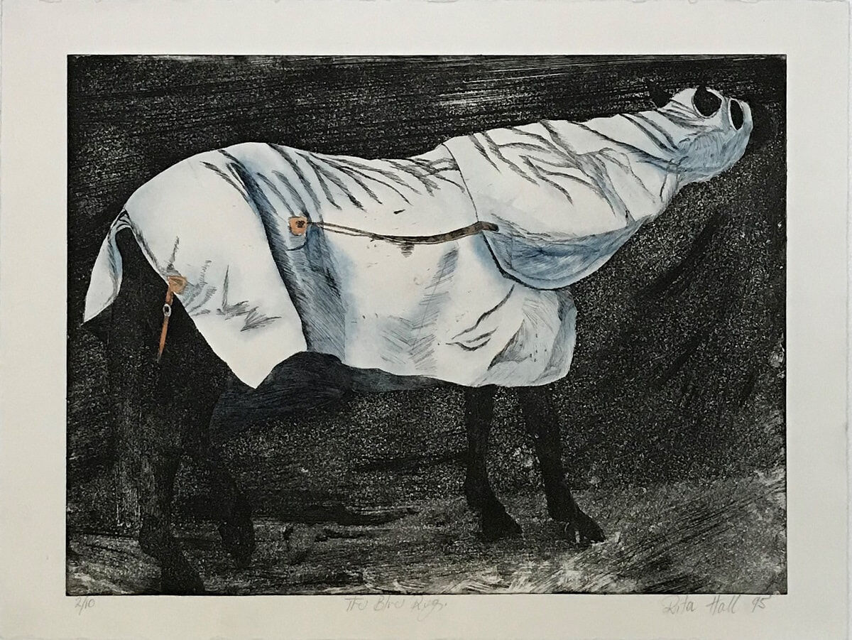 The Blue Rug 1995 Etching & Watercolour 56 x 76cm
