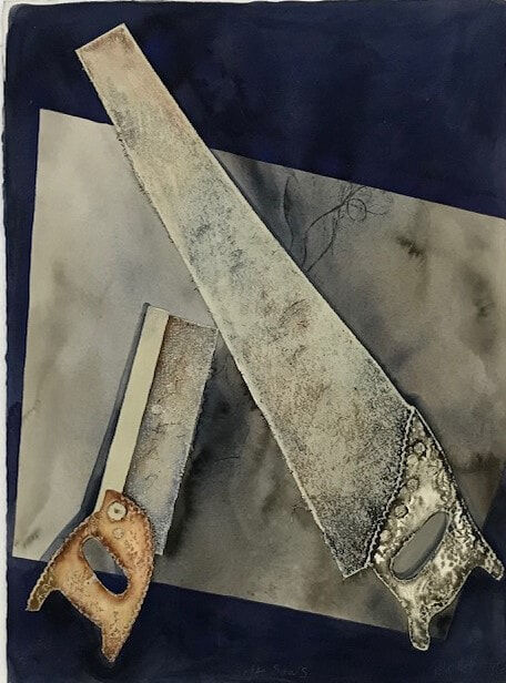 Soft Saws 1996  Collograph and Watercolour 76 x 76cm