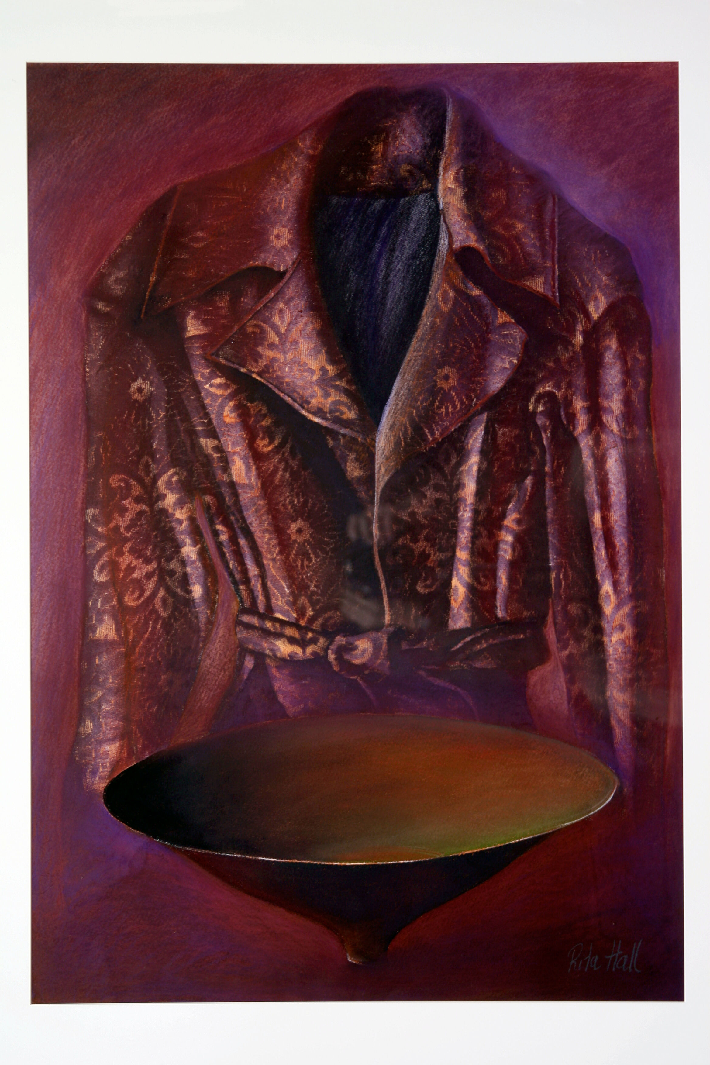 Purple Jacket with cole bowl 2000 100x75cm collograph & pastel