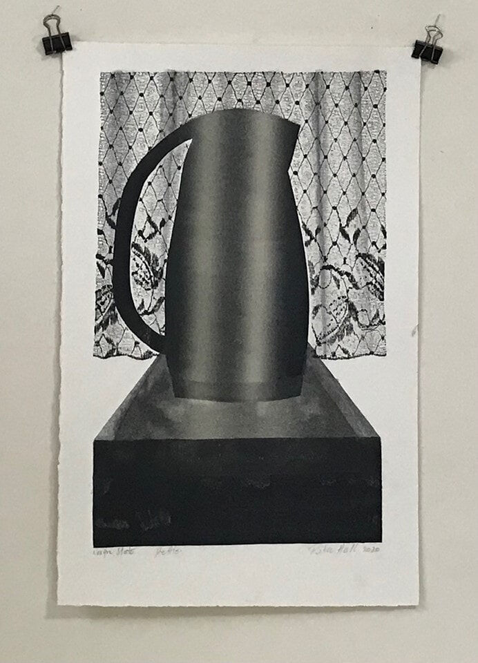 Kettle III 2020 Collograph Watercolour 51 x 33cm