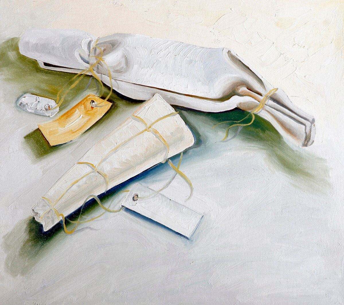 Six Birds With Packaging 2006 Oil on canvas Part 4 Total size 80x135cm