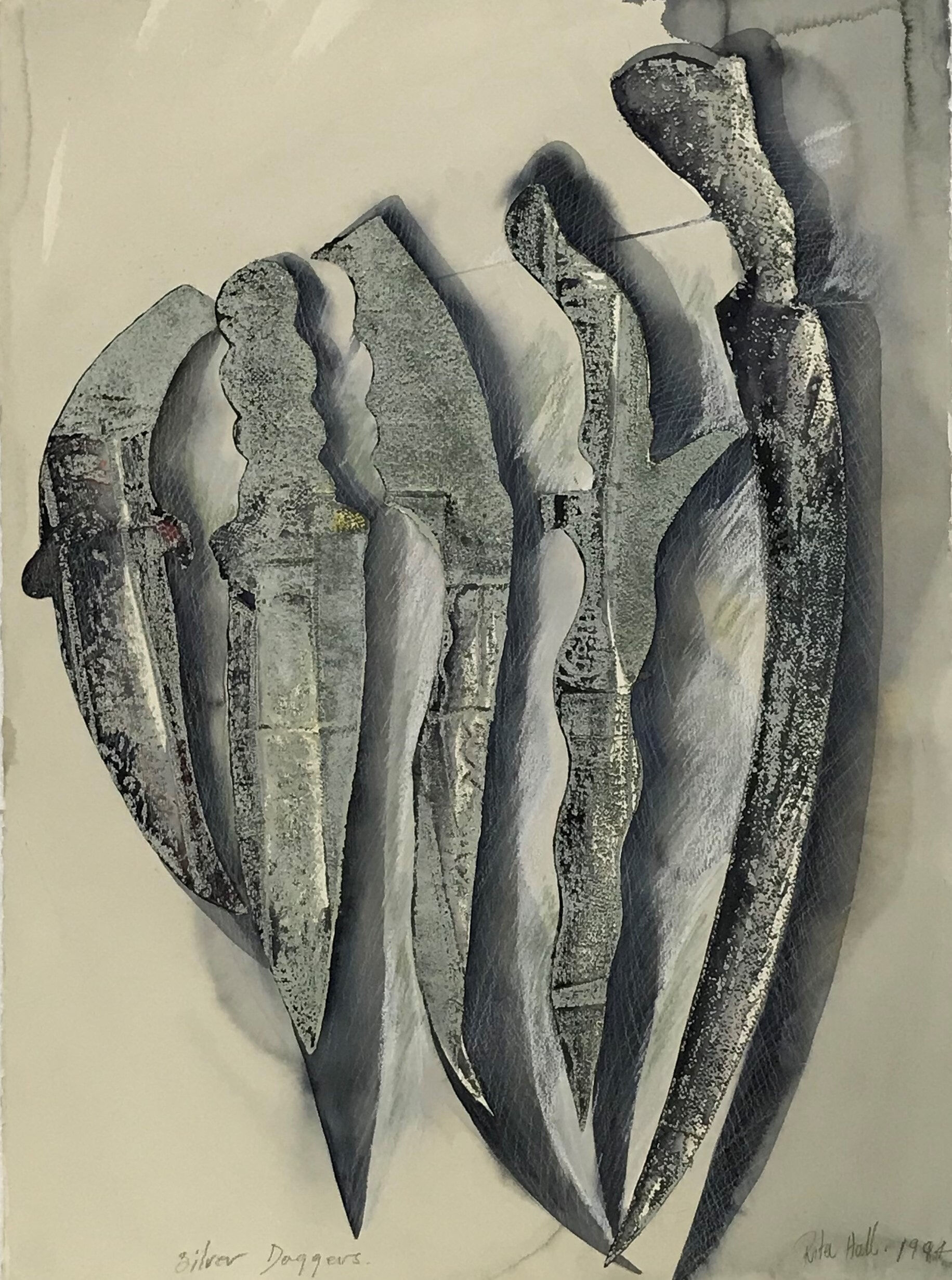 Silver Daggers 1994 Collograph, Pastel and Watercolour 76 x 56cm