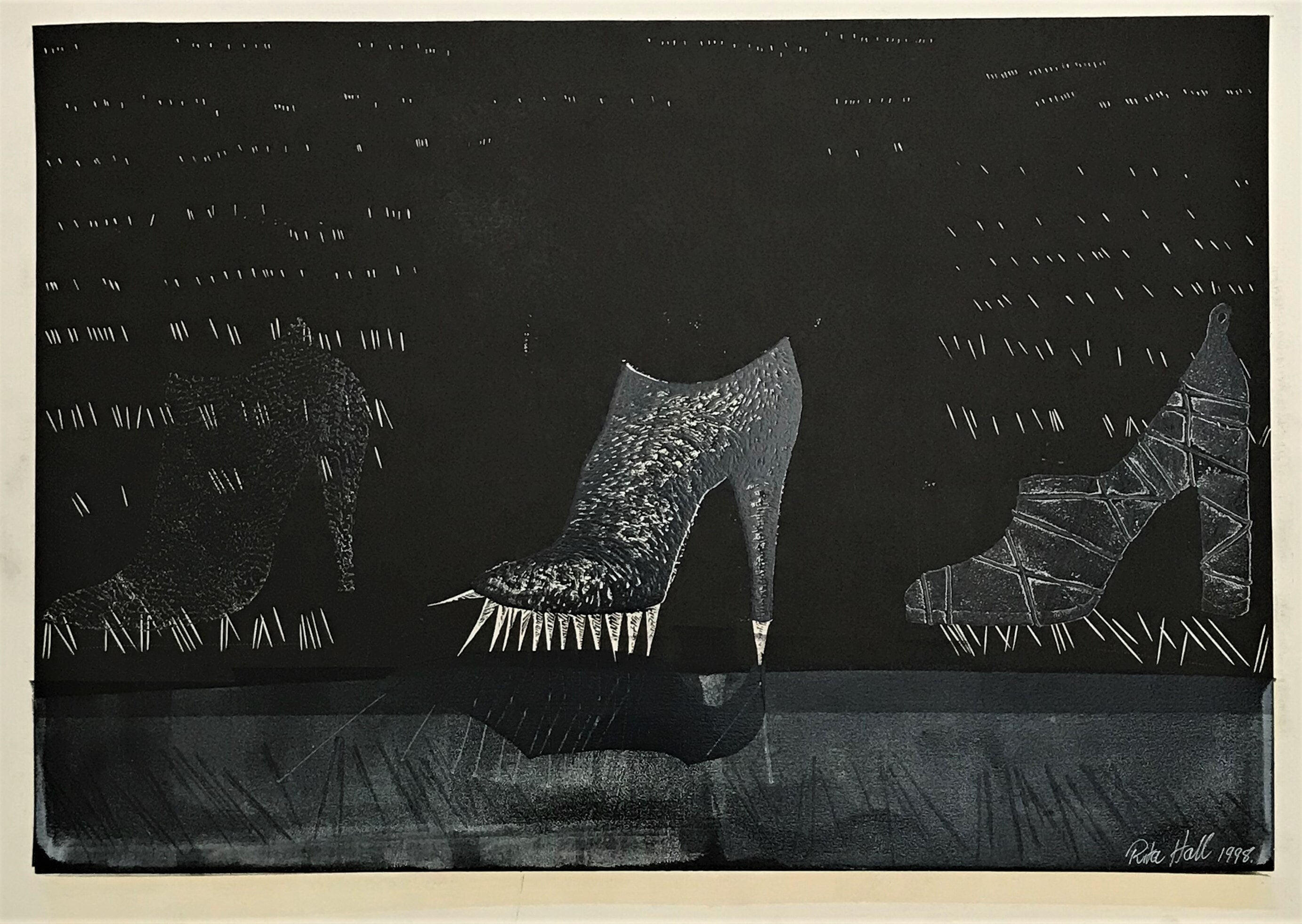 Untitled (3 Shoes) 1998 Collograph 61 x 86cm