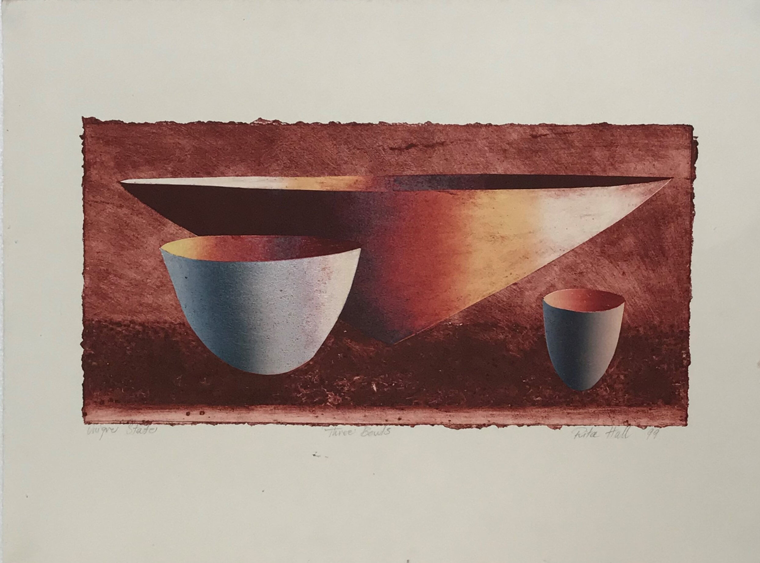 Three Bowls  1999 Collograph 56 x 76cm