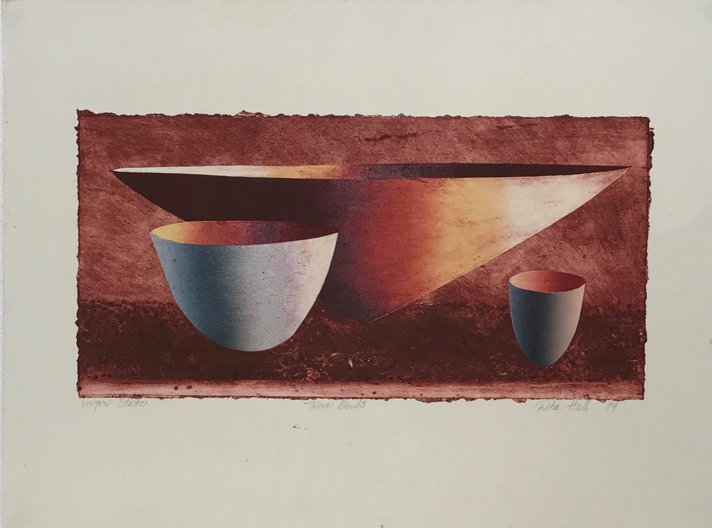 Three Bowls  1999 Collograph 56 x 76cm