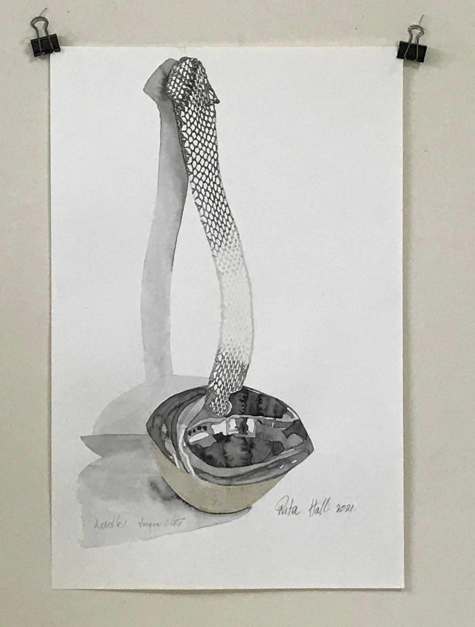 Ladle IV 2021 Collograph Watercolour 50 x 33cm