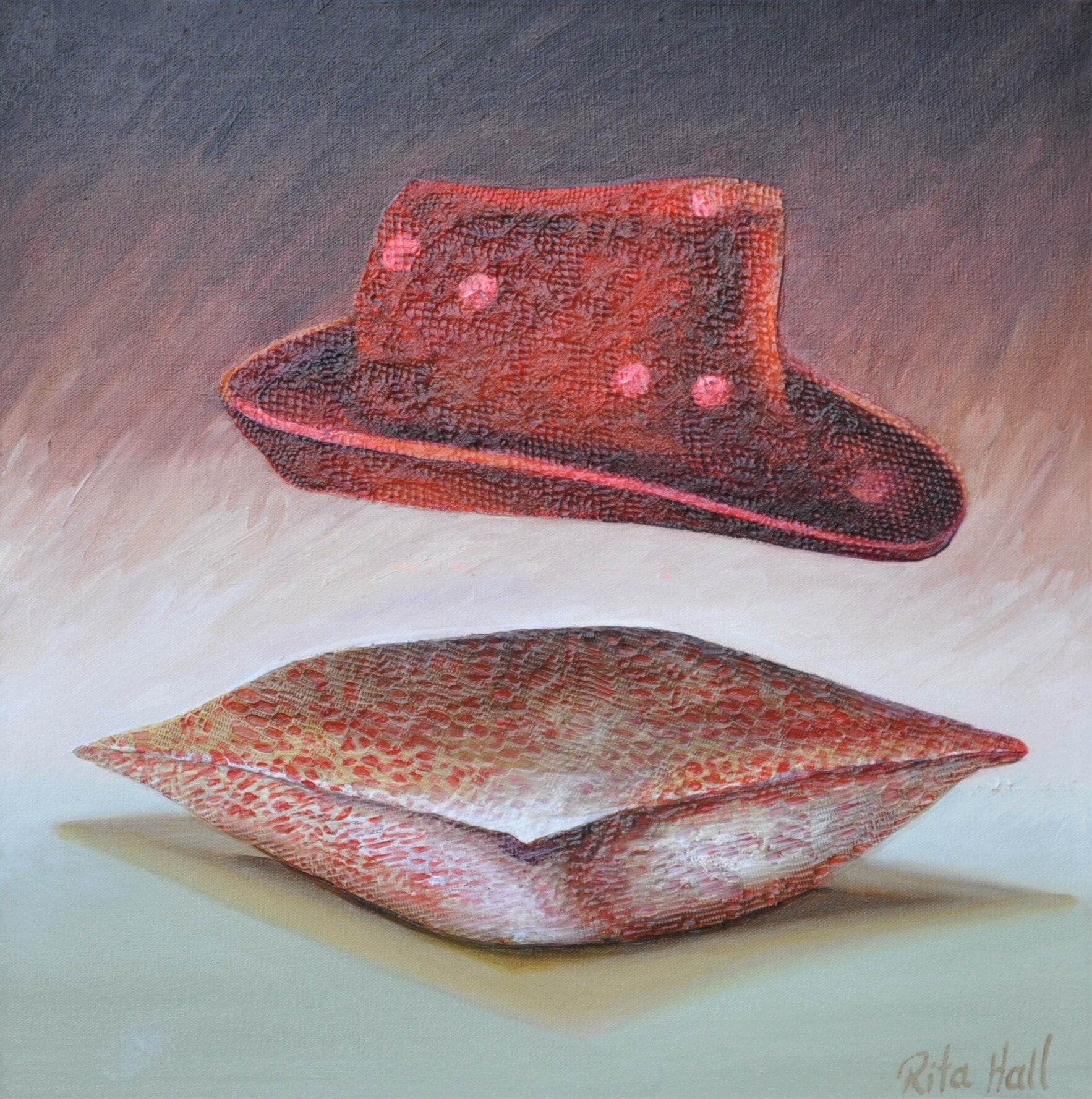 15. Hat Oil and Collage on Canvas 50 x 50cm