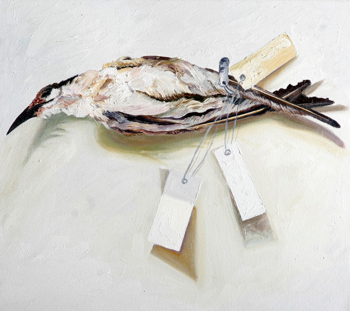 Six Birds With Packaging 2006 Oil on canvas Part 3 Total size 80x135cm