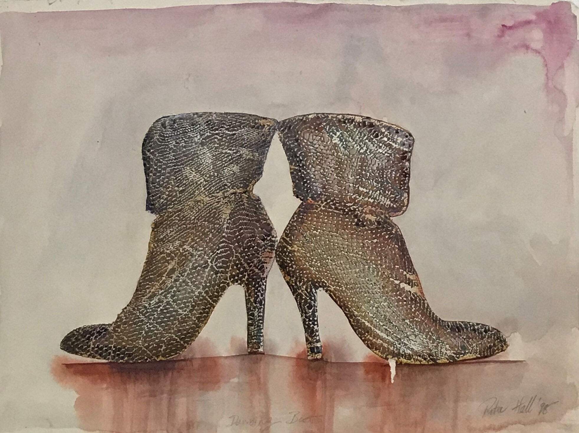 Dancing Boots 1998 Collograph, Watercolour 45 x 61cm