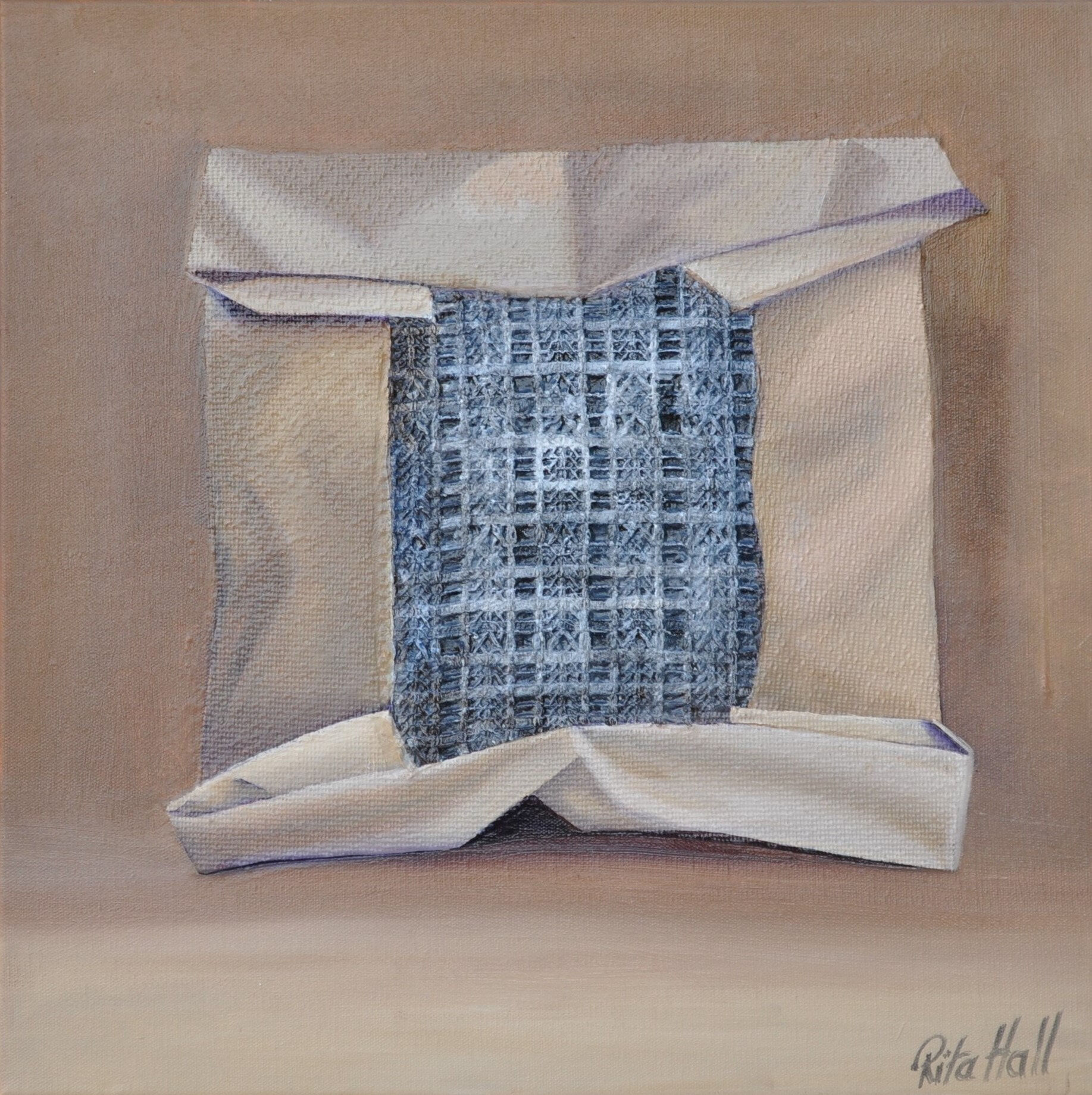 28.  Package Oil and Collage on Canvas 45 x 45cm