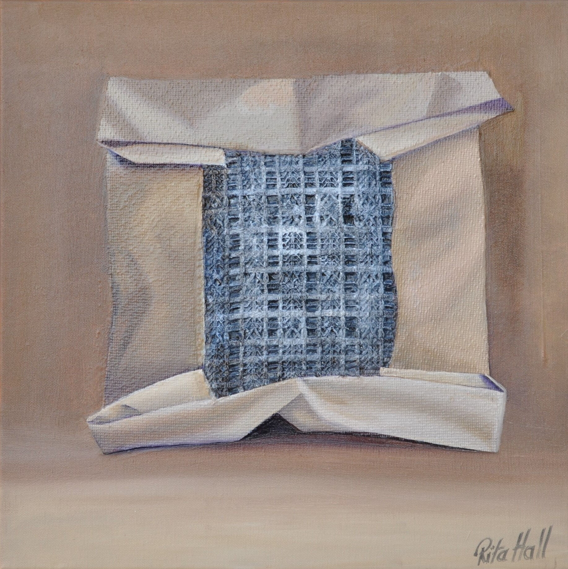 28.  Package Oil and Collage on Canvas 45 x 45cm