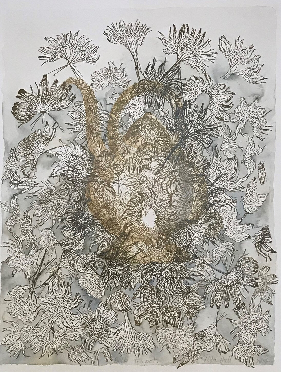 3. Tea Pot 2014 collograph & watercolor 76 x 56cm