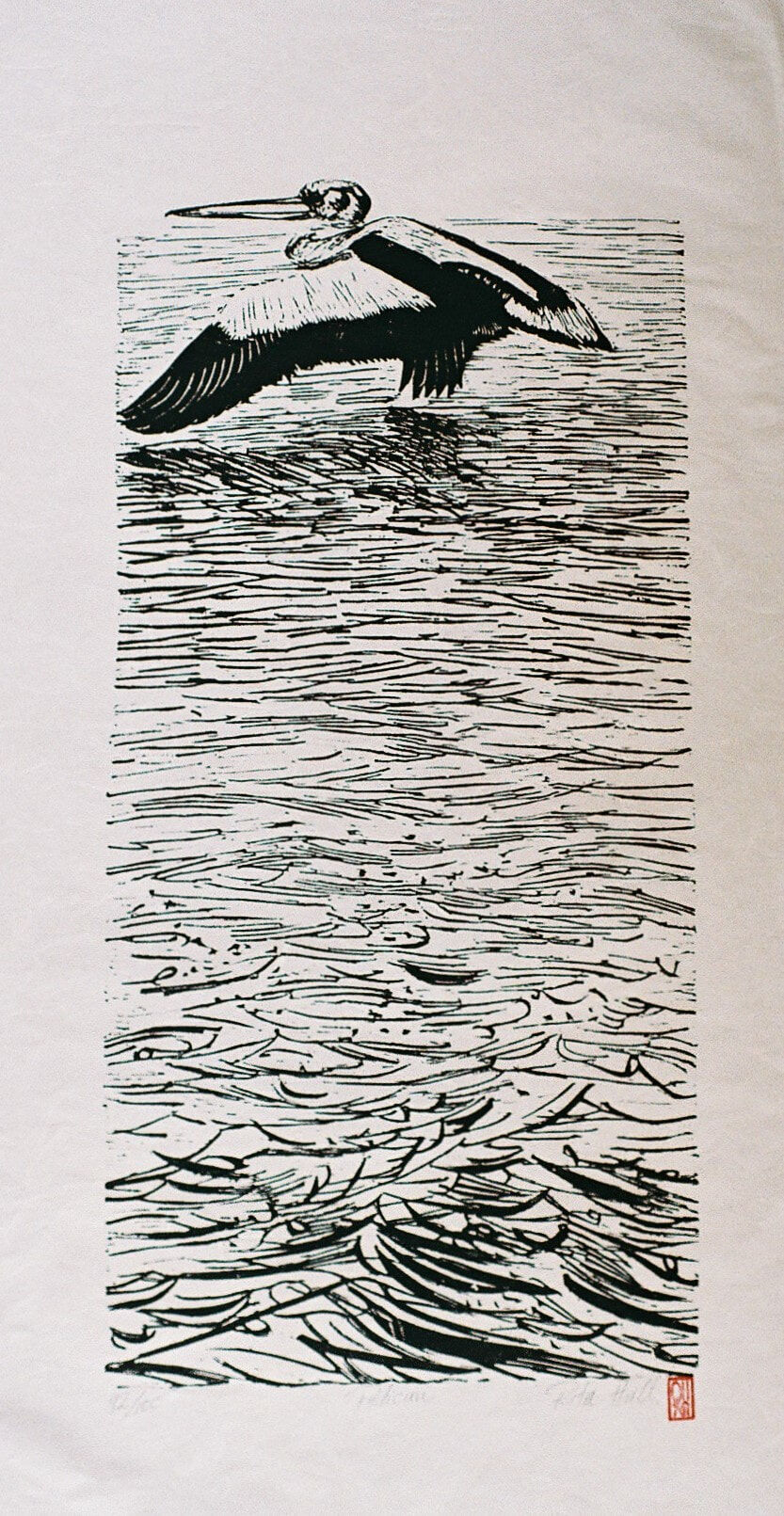 Pelican 1989 Lino Cut 100 x 50cm
