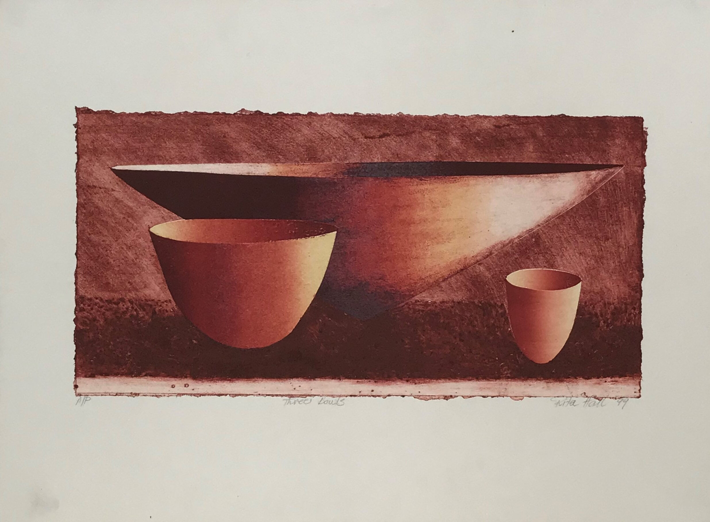 Three Bowls 1999 Collograph 56 x 76cm