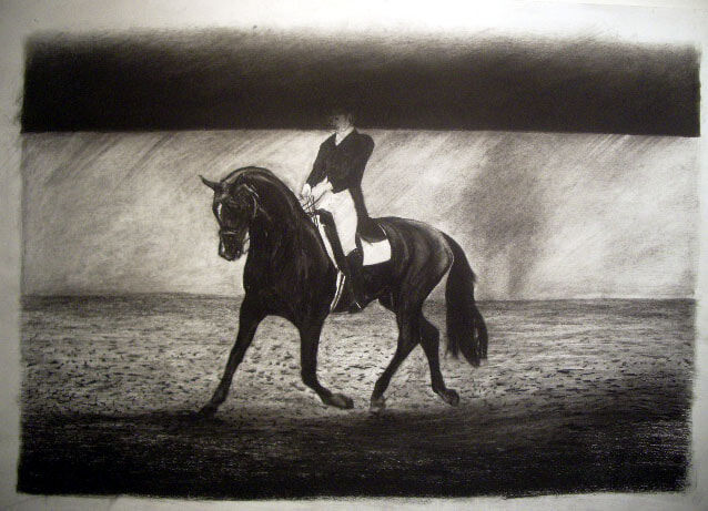 The dressage horse 1997 Charcoal 56 x 83cm