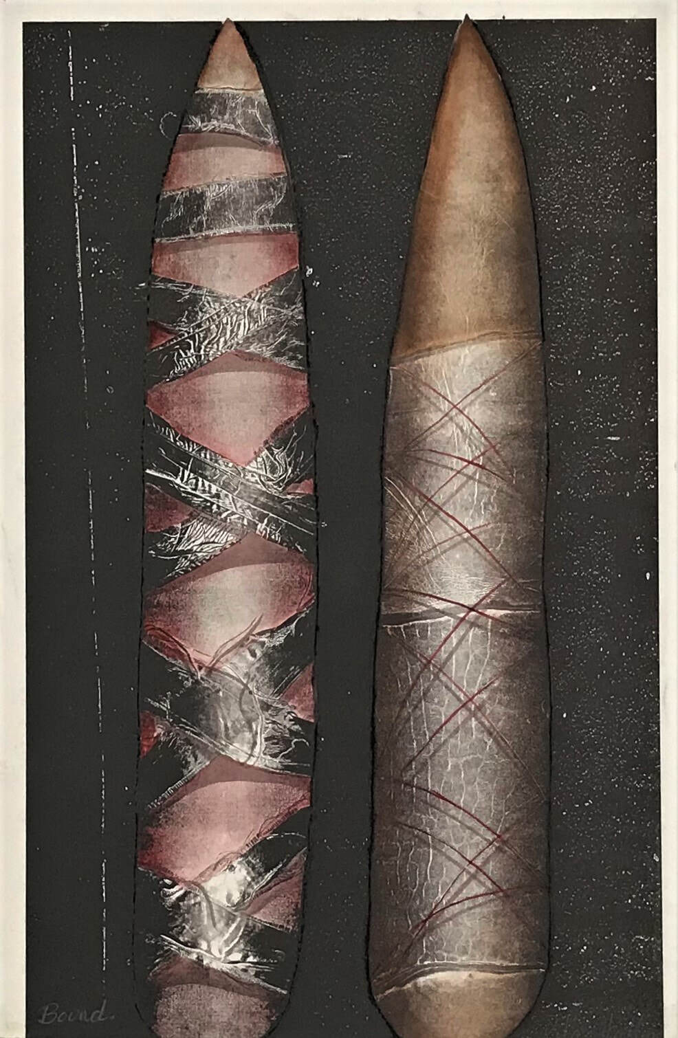 Bound 1991 mixed media (relief etching, collograph, watercolour) 76 x 59cm