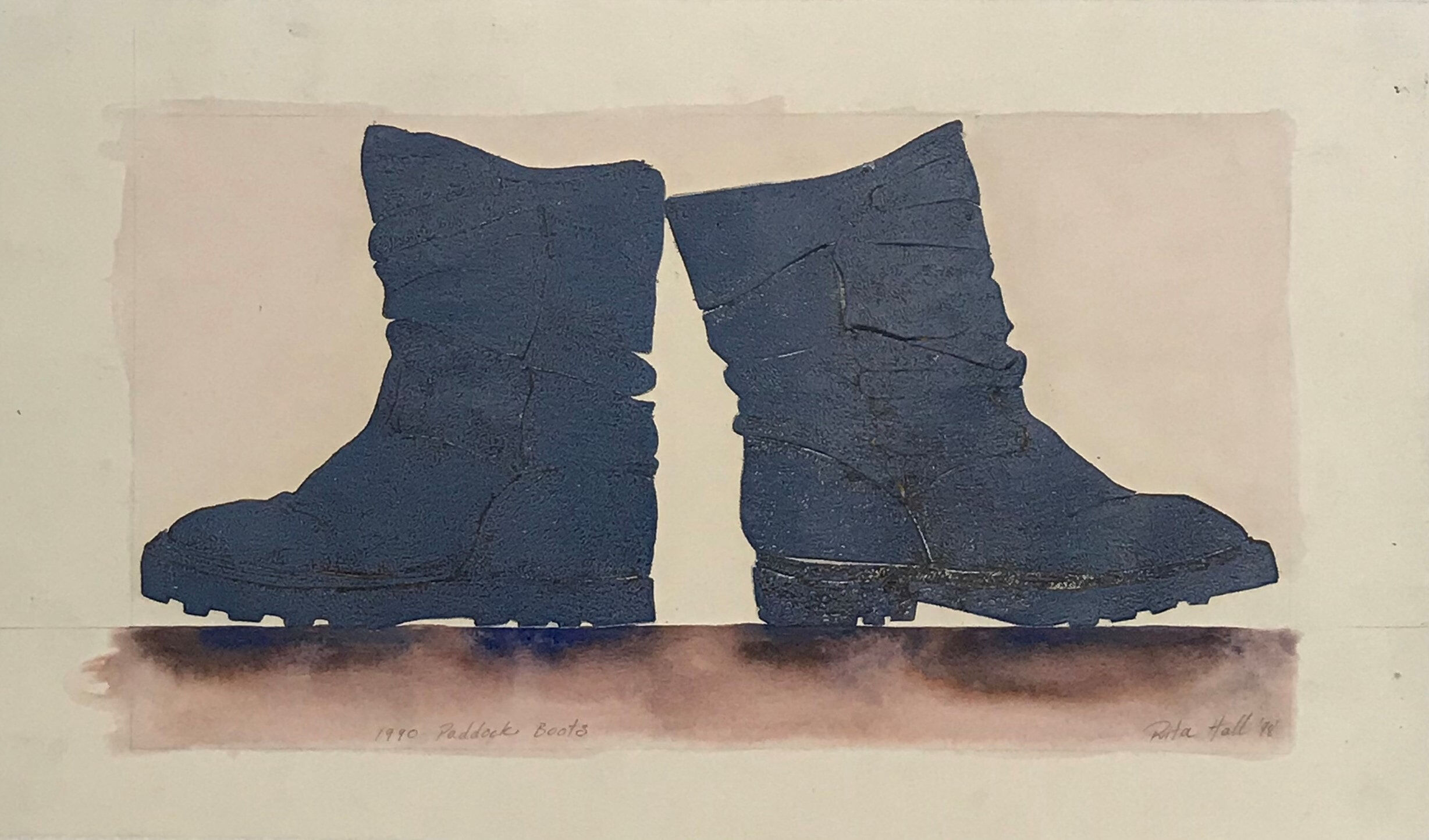 1990 Paddock Boots 1998 Collograph, Watercolour 45 x 76cm