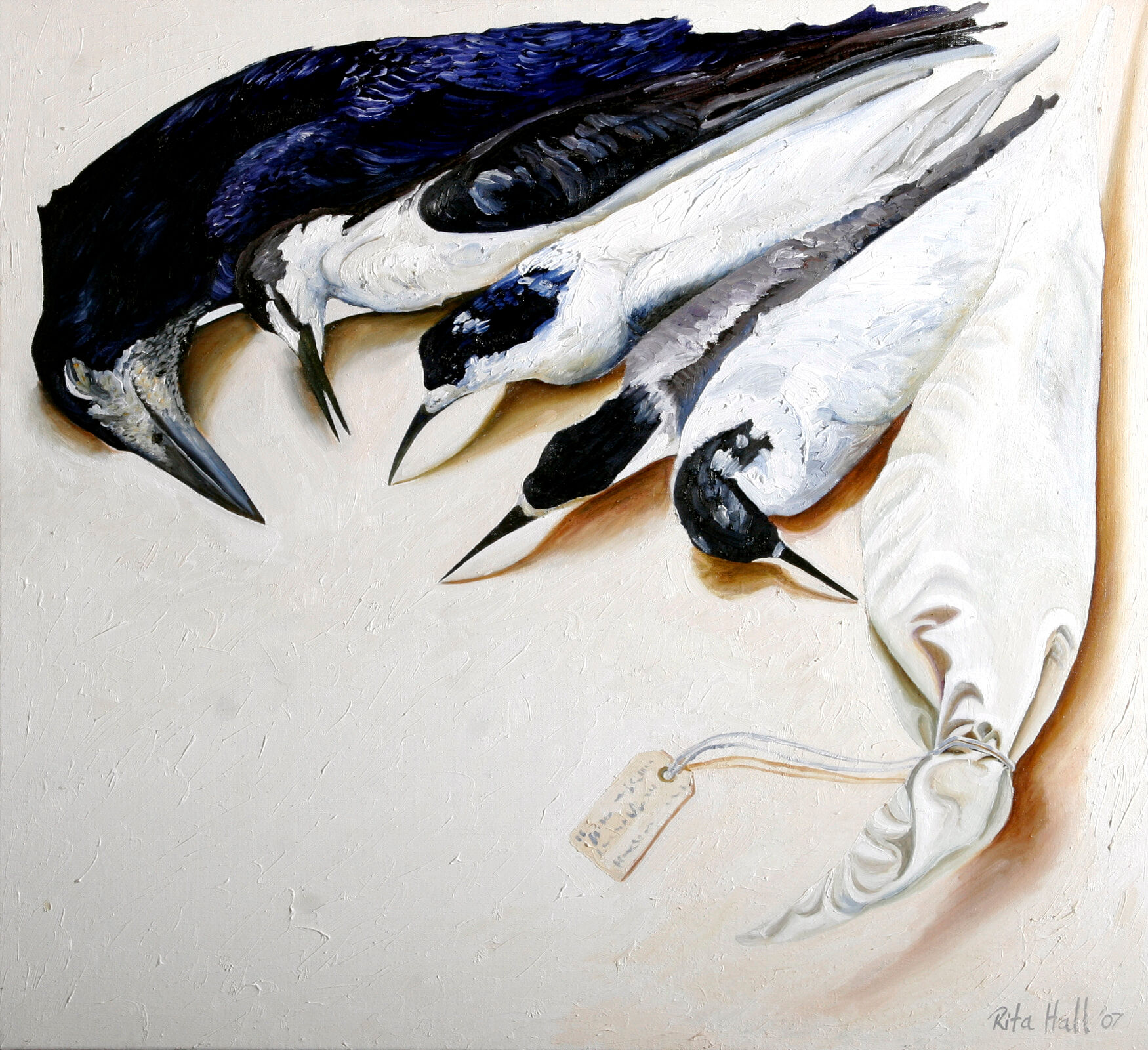 Birds And Bird Bag 2007 Oil on linen 77x84cm