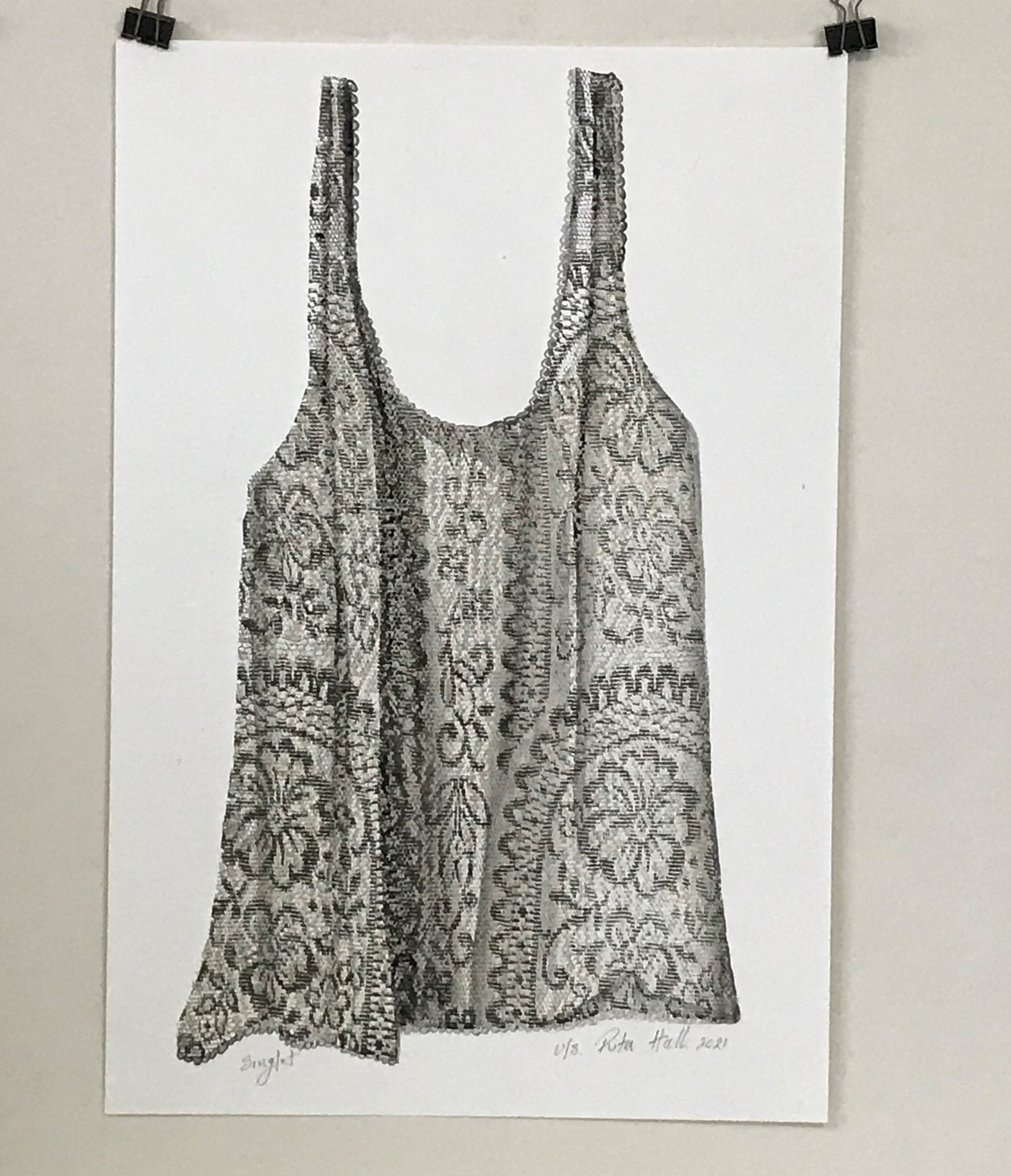 Singlet III 2021 Collograph Watercolour  56cm x 37cm