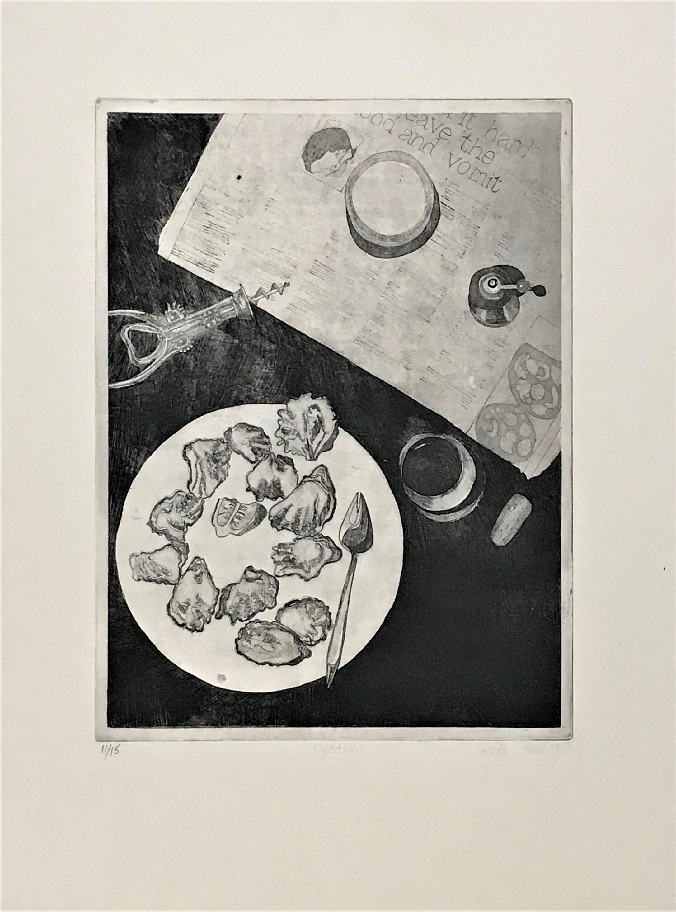 Oysters 1977 Etching 76 x 56cm
