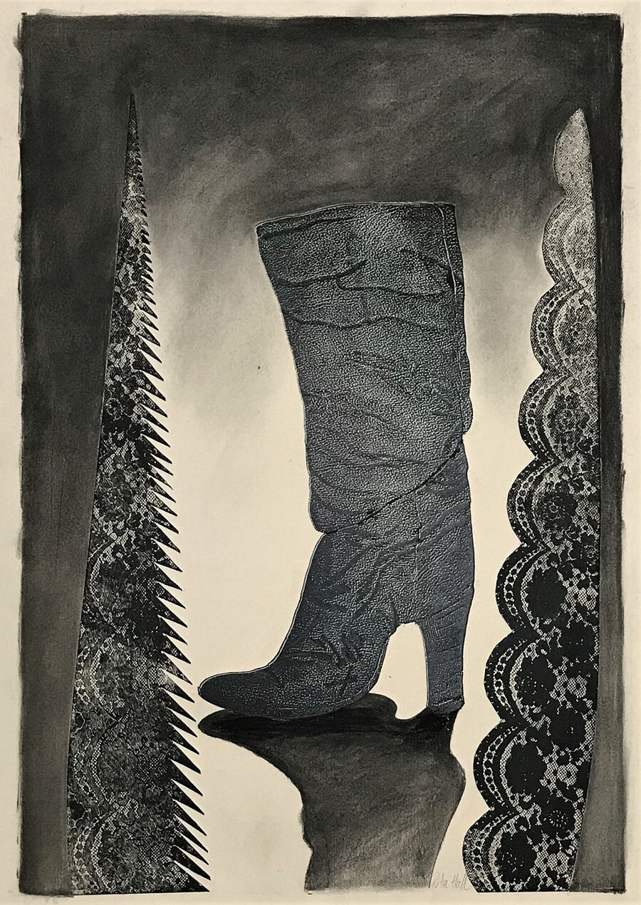Untitled I (Boot with Lace Saw) 1998  Mixed Media 86 x 61cm