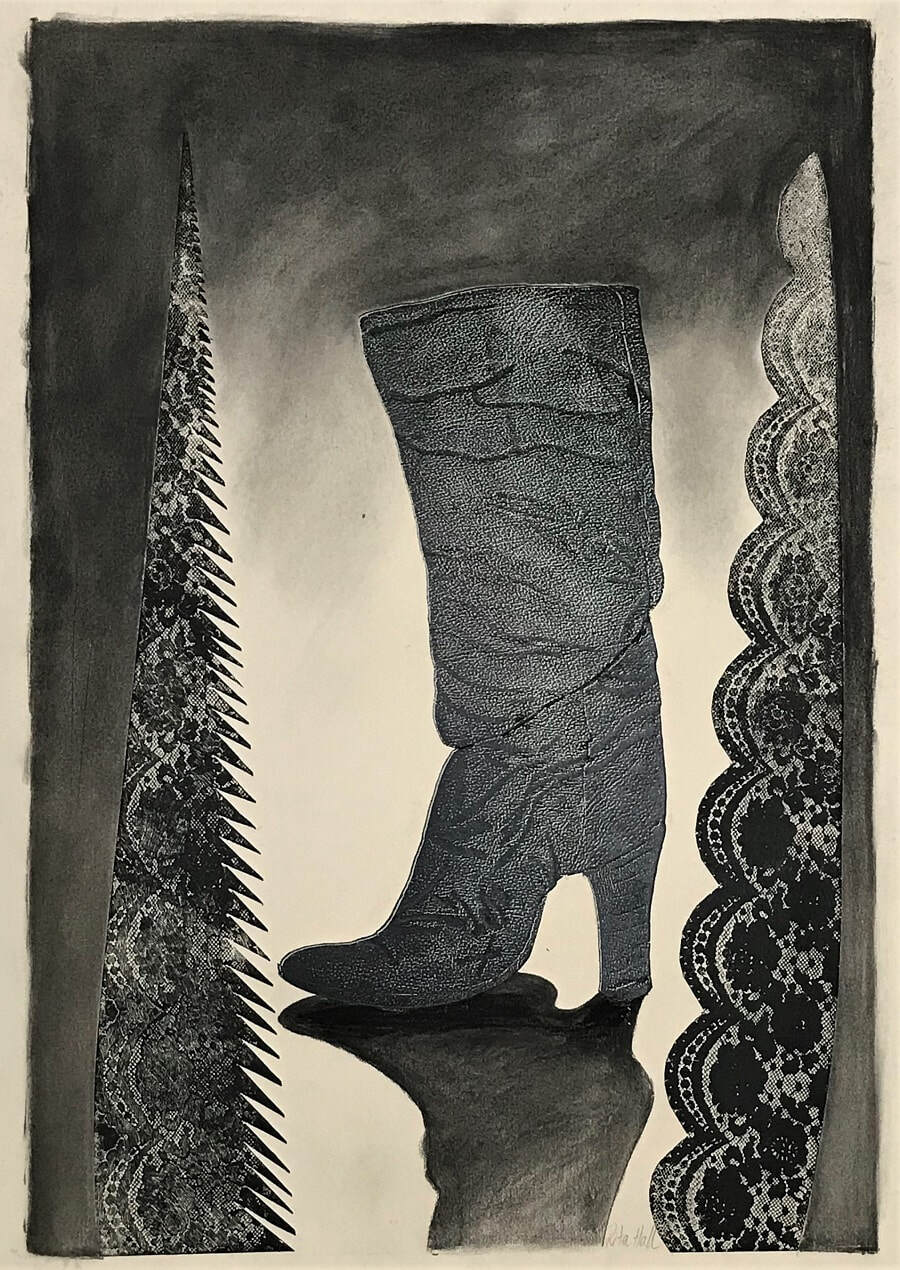 Untitled I (Boot with Lace Saw) 1998  Mixed Media 86 x 61cm