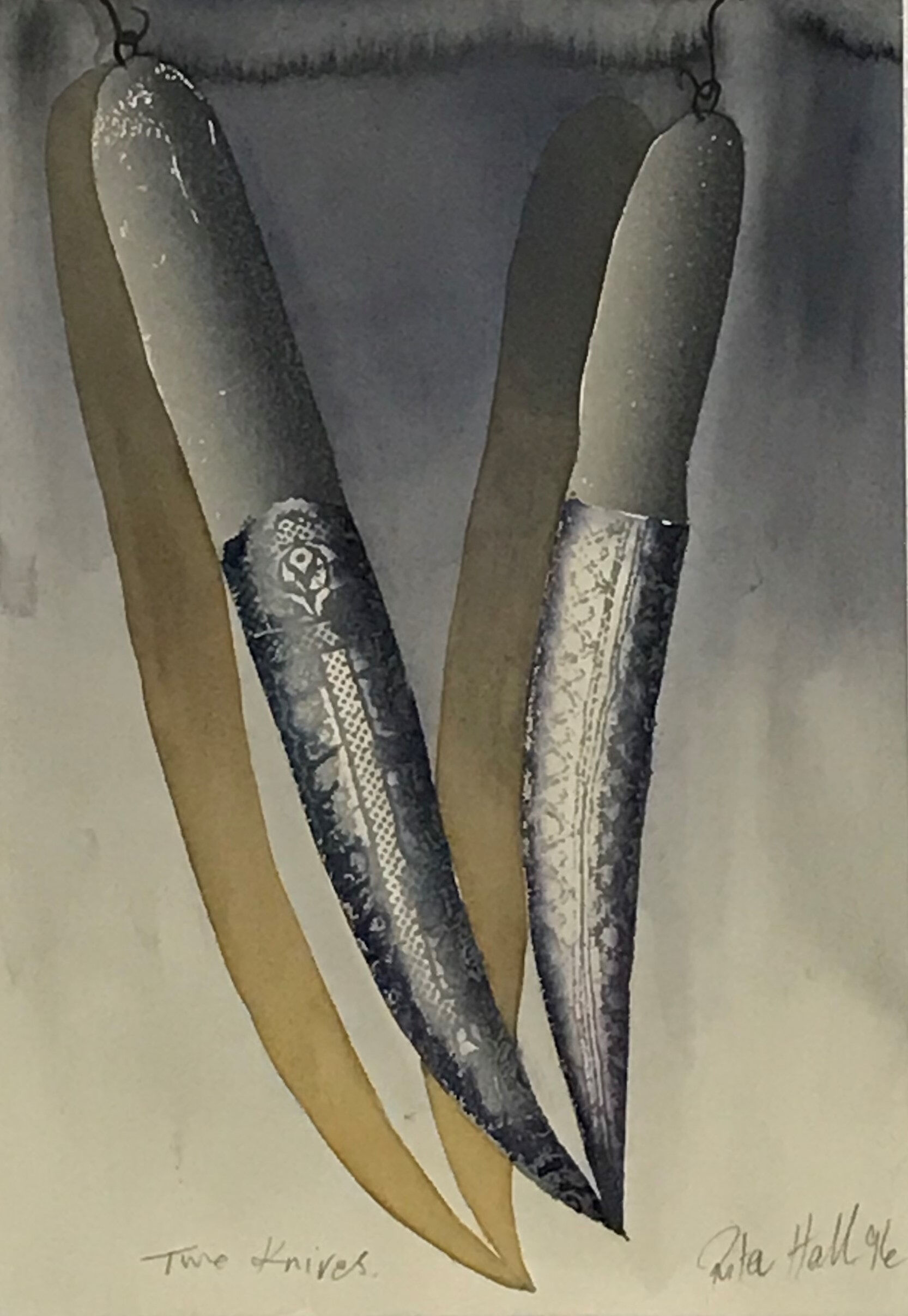 Two Knives 1996 Collograph and Gouache 43 x 28cm
