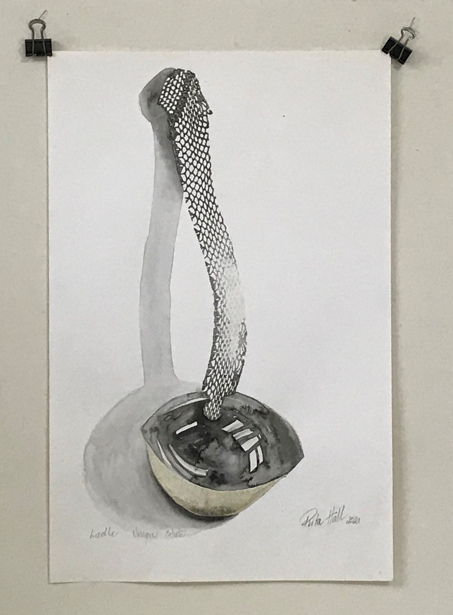 Ladle III 2021 Collograph Watercolour 50 x 33cm