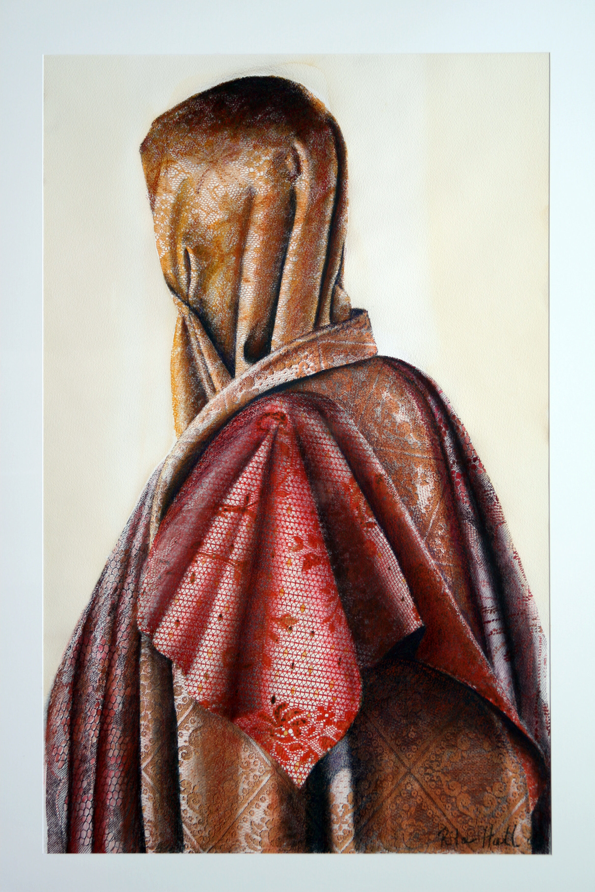 Golden Garments 2004 102x66cm collograph gouache & pastel