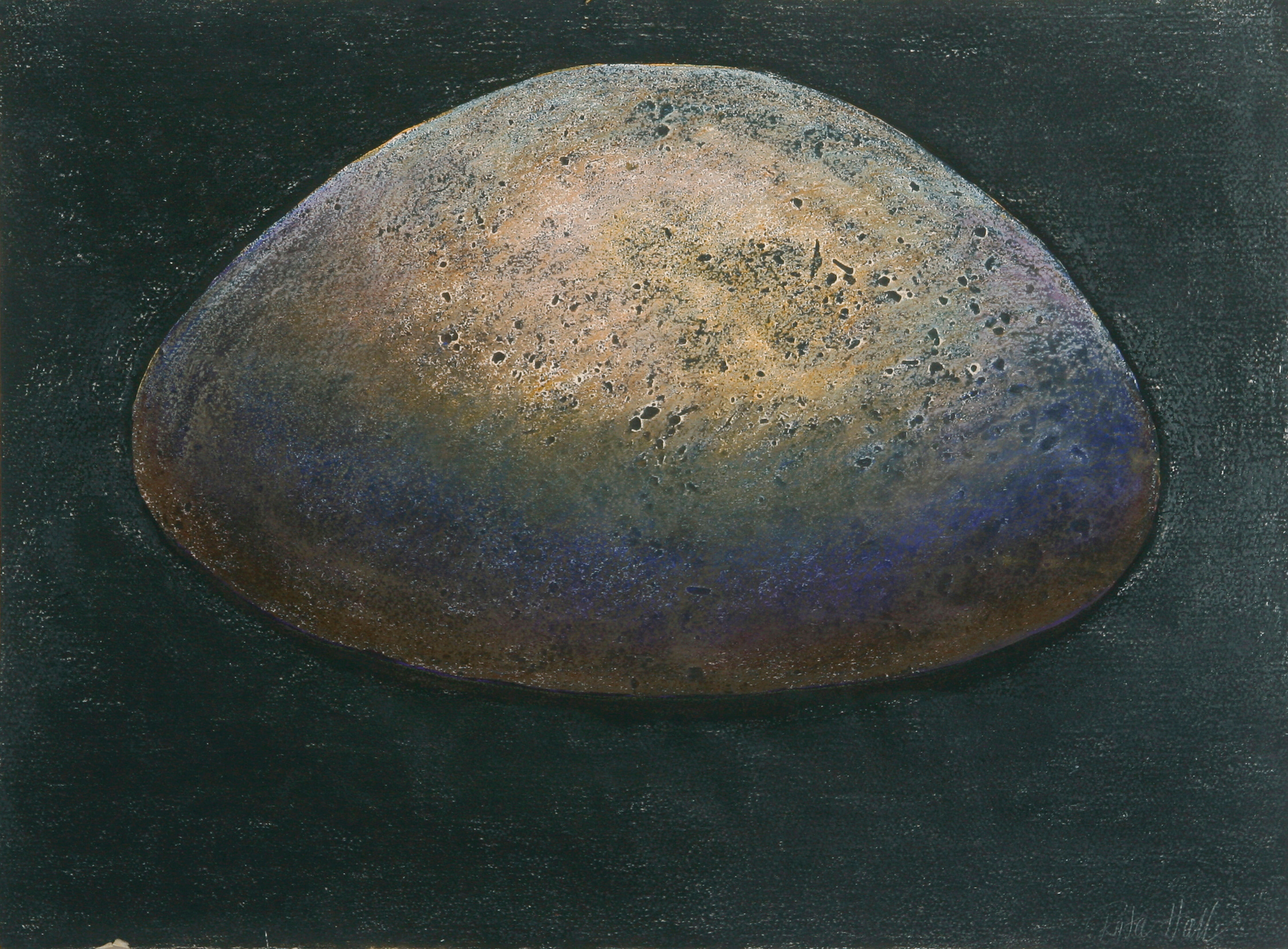 The Round Stone I 1990 Collograph and pastel 56x76cm
