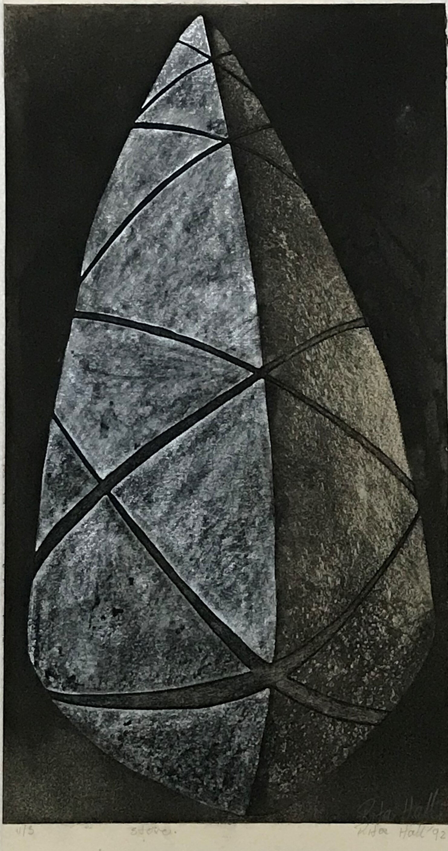 Stone 1992 Unique State Etching and Pastel 62 x 33cm