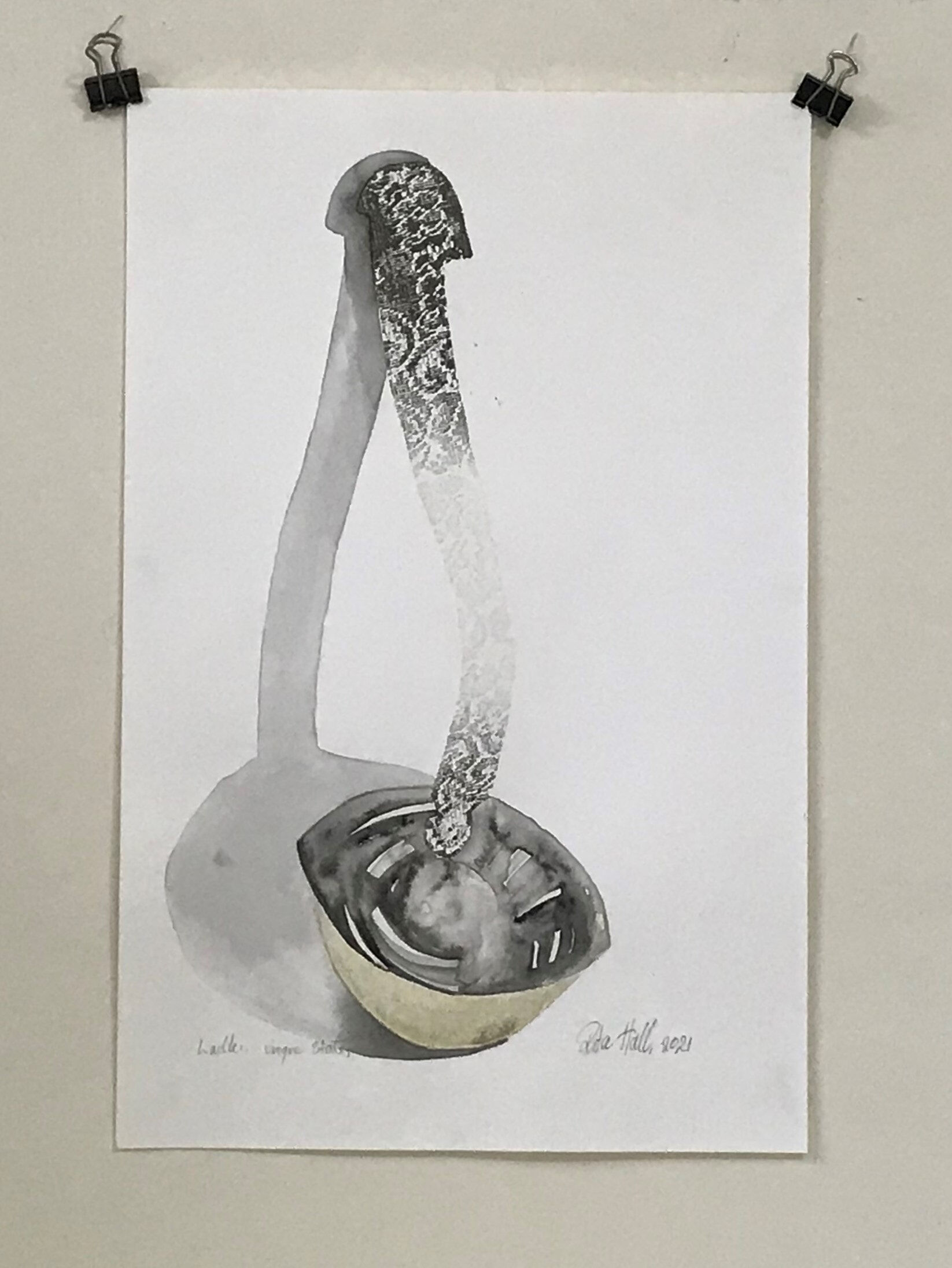 Ladle V 2021 Collograph Watercolour 50 x 33cm