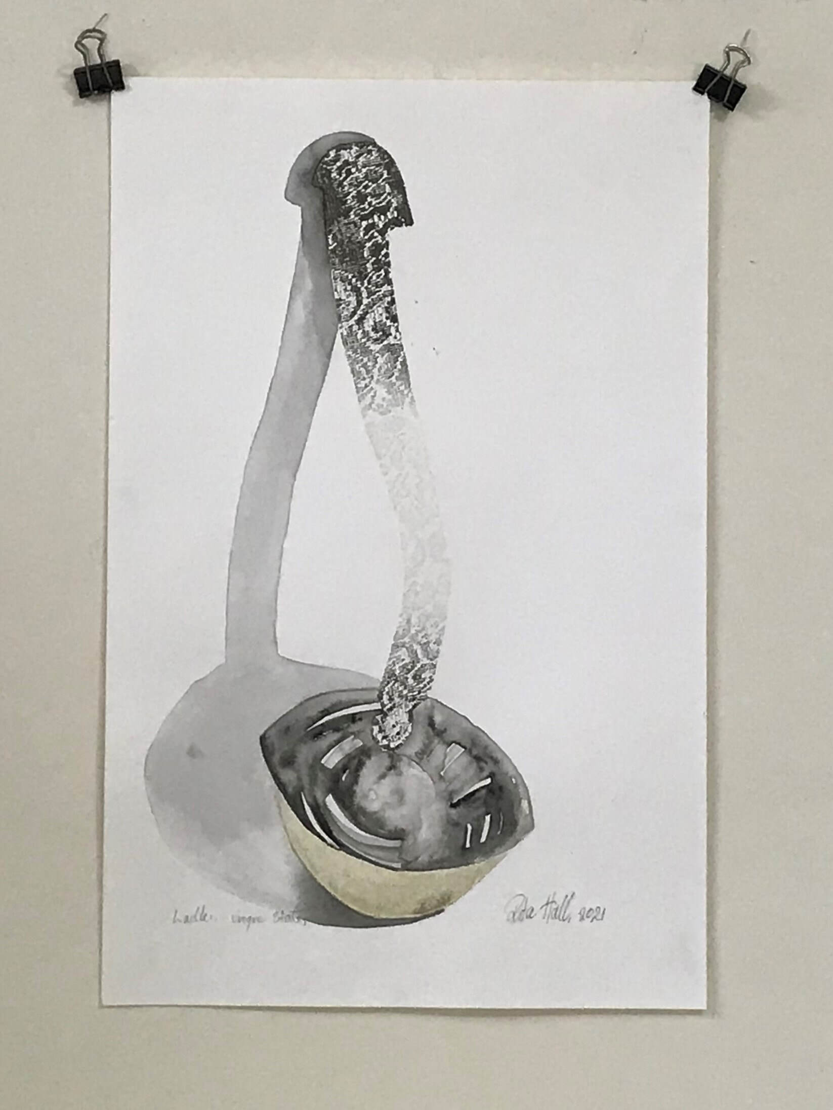 Ladle V 2021 Collograph Watercolour 50 x 33cm