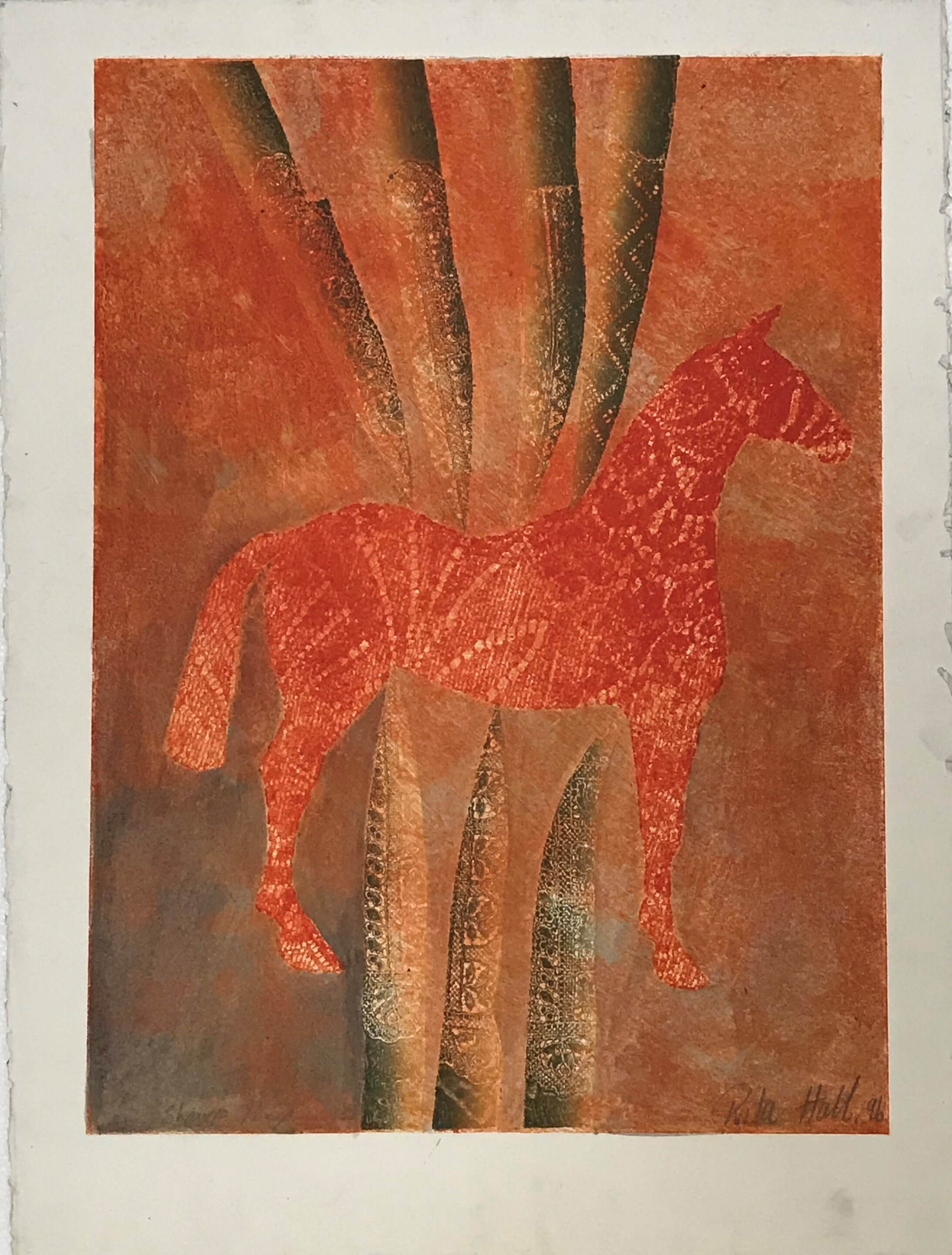 Sharp Pony1996 Collograph 76 x 56cm