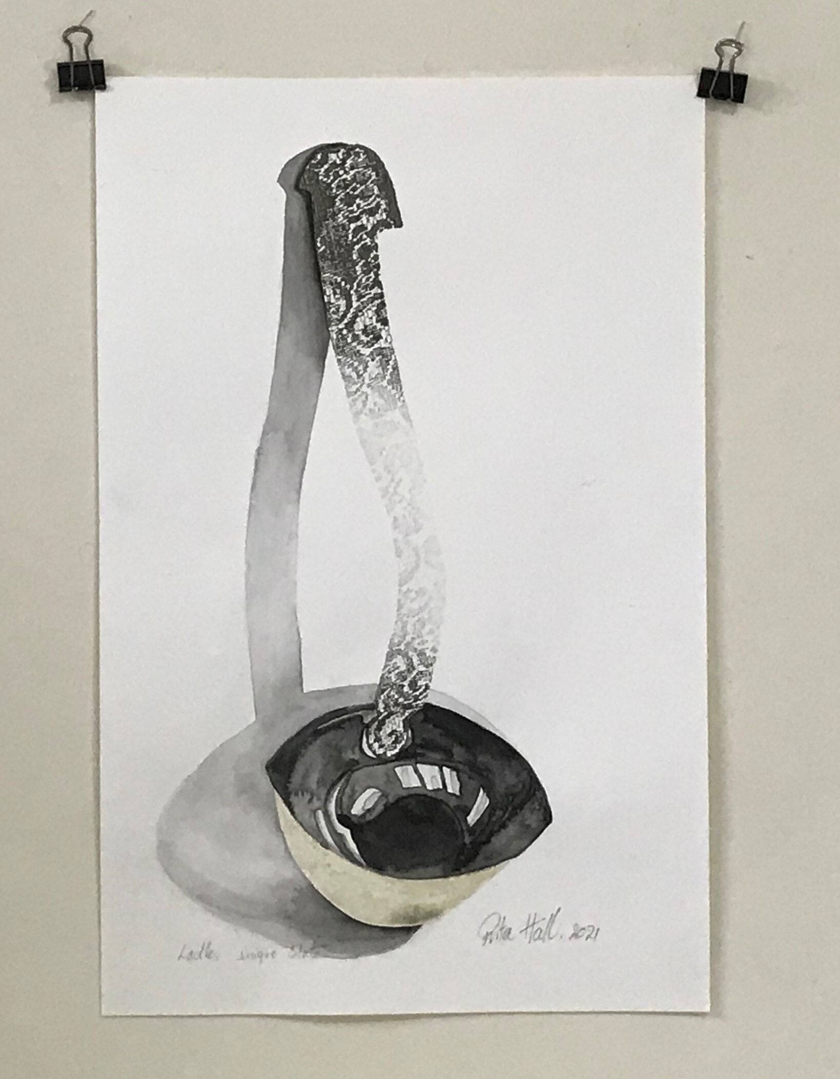 Ladle VI 2021 Collograph Watercolour 50 x 33cm