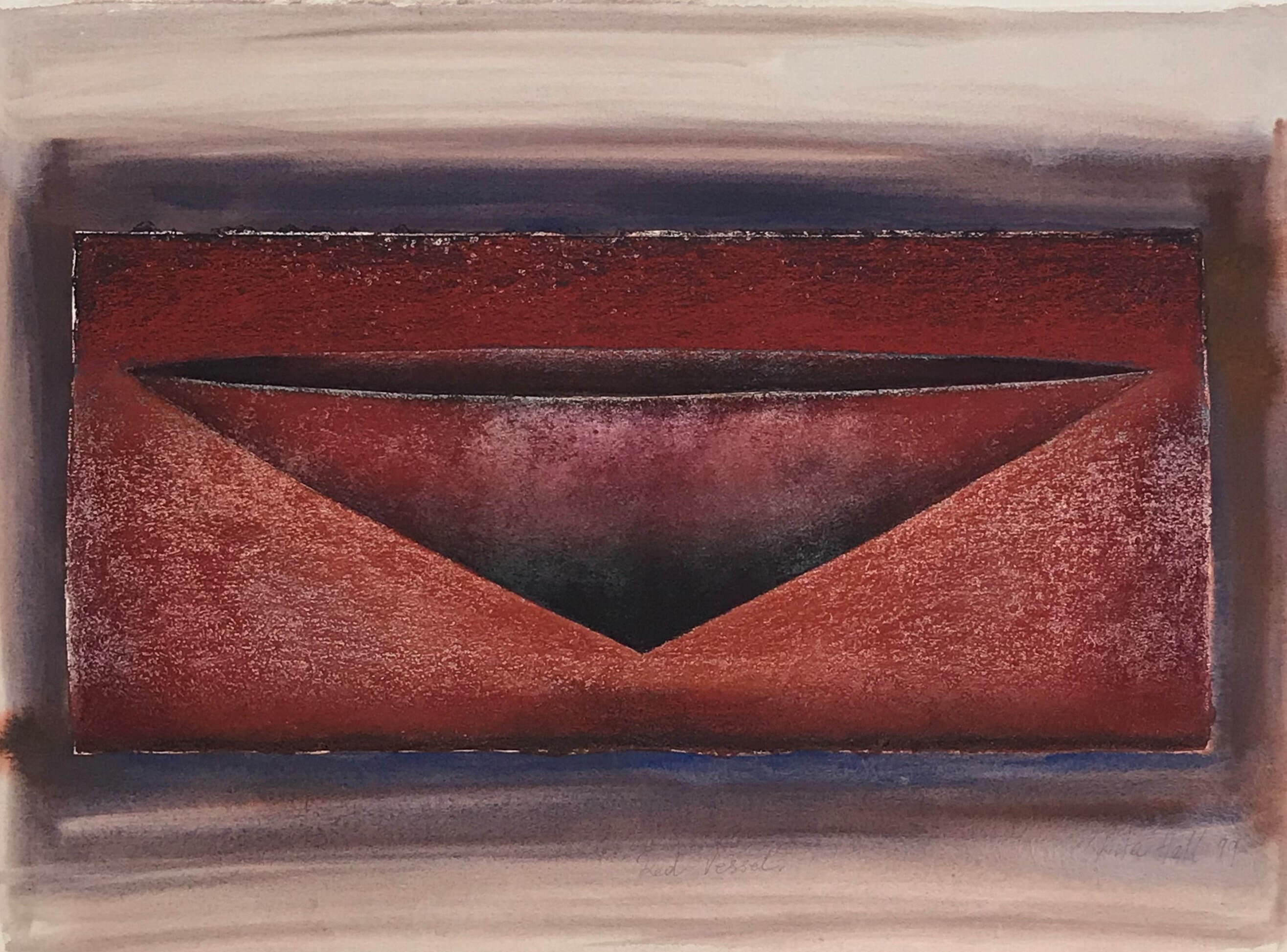 Red Vessel I 1999 Collograph Gouache 56 x 76cm