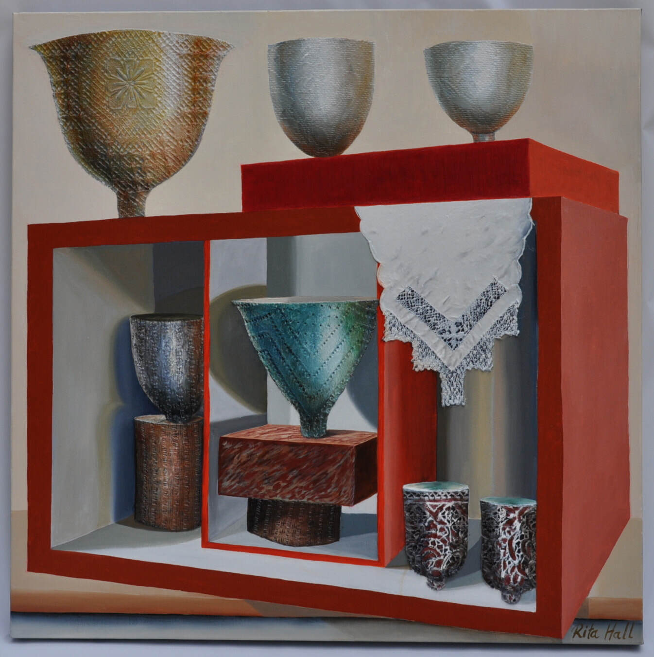 'Reparations made ready' Oil and Collage on Canvas 89 x 89cm